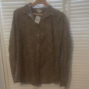 J. Crew Animal Print Shirt - Black and Tan